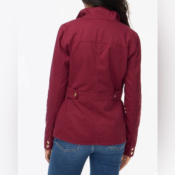 J. Crew Resin-Coated Twill Field Jacket Vintage Burgundy Size M NWT - Picture 2 of 16